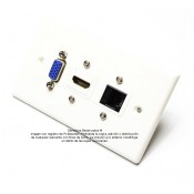 Placa Tapa VGA + HDMI 1.4 + Jack RJ45 Cat6 ponchable ABS